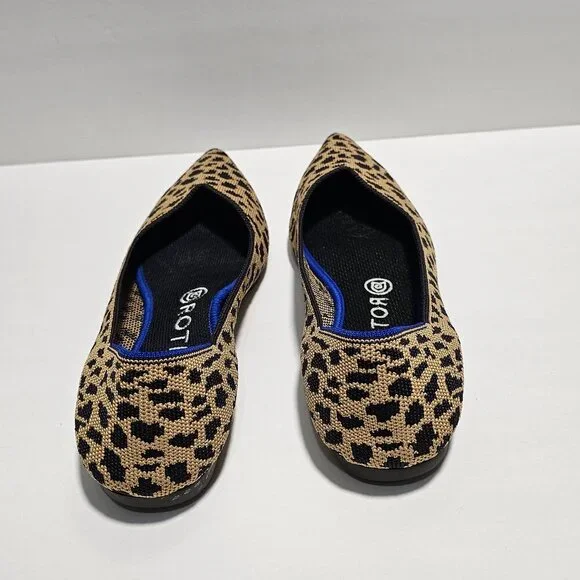 Rothy's Brown and Black Leopard Point Flats Sleek Loafers size 8.5 - Picture 4 of 8